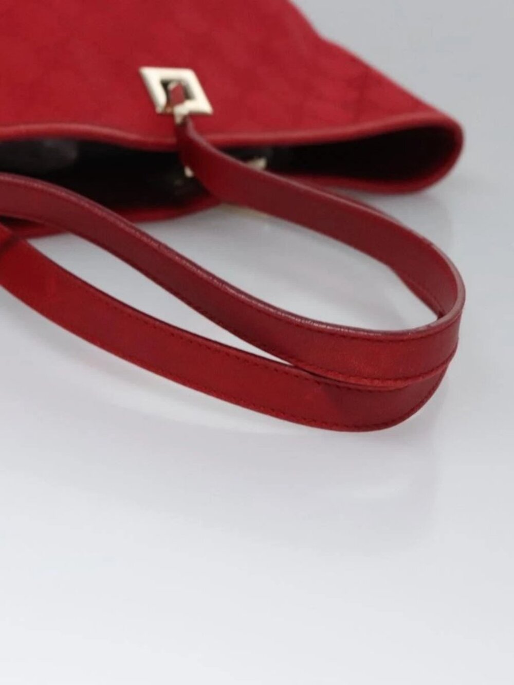 GUCCI GG Canvas Tote Bag Red gold 002 1098 Auth nb221 - Picture 8 of 16